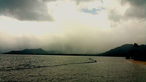 Scenic view of sea against cloudy sky