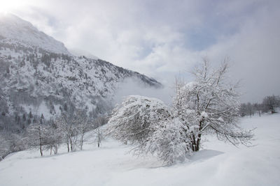 Winter landscape in the alps in oisans in vaujany