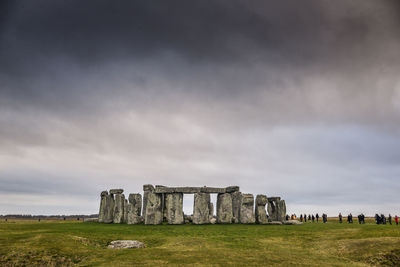 View of stonehenge against cloudy sky