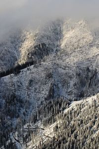 Aerial view of snow covered landscape