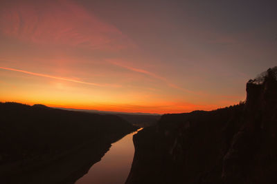 Silhouette of mountain at sunset