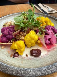 Close-up of meal served in plate