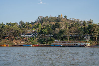 View to the countryside, the mekong river and mount phousi of luang prabang in laos, southeast asia