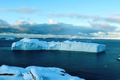 Scenic view of sea against sky during winter