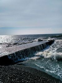 Scenic view of sea against clear sky