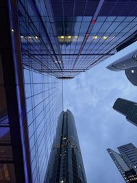 Low angle view of modern buildings against sky