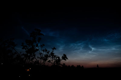 Low angle view of silhouette trees against sky at sunset