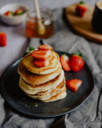 Close-up of strawberry cake on plate