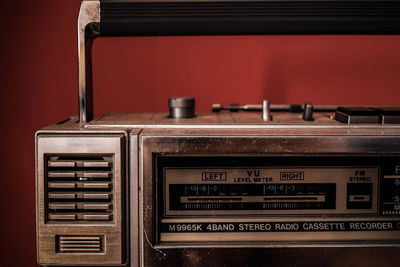 Close-up of old radio