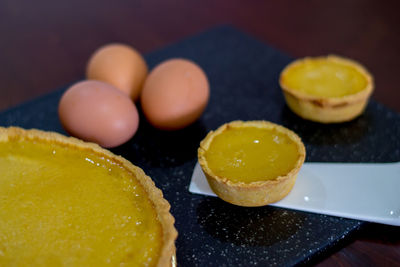 Close-up of dessert on table