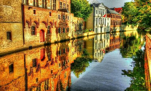 Buildings with canal in background