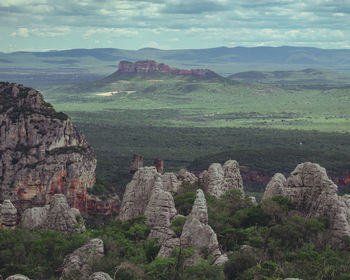 Scenic view of landscape against sky in vale do catimbau