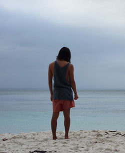 Rear view of man standing on beach