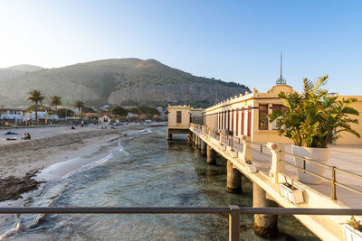 Alle terazze restaurant building of l'antico stabilimento balneare di mondello in sicily, italy