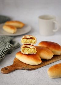 Close-up of breakfast on table