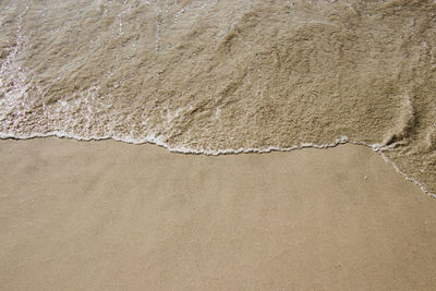 High angle view of sand on beach