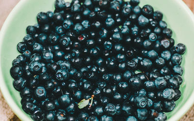 High angle view of berries in bowl