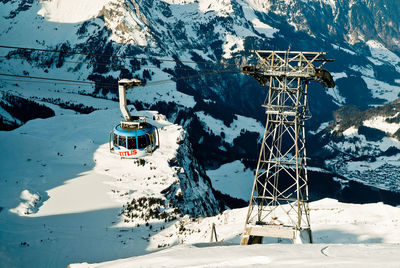 Snow covered land against mountain