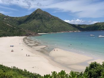 High angle view of beach against sky