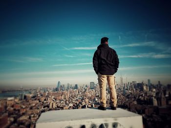 Man looking at el salvador cityscape