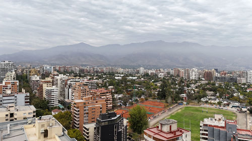 High angle view of townscape against sky