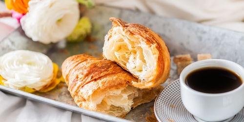 Close-up of breakfast on table