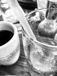 Close-up of coffee cup on table