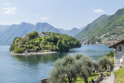 The comacina island in the lake como