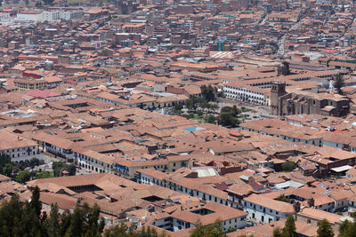 High angle view of buildings in city