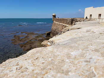 View of sea against blue sky