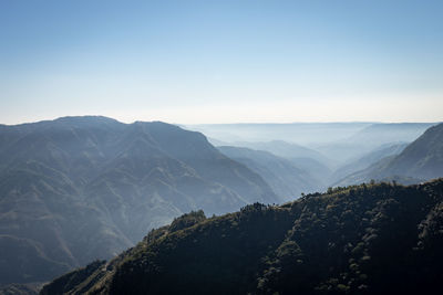 Scenic view of mountains against clear sky