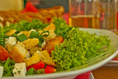 Close-up of salad in plate on table