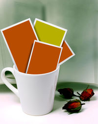 Close-up of coffee served on table