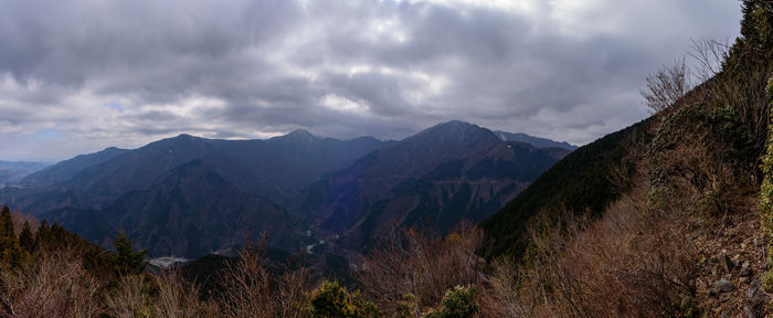 Panoramic view of mountains against sky