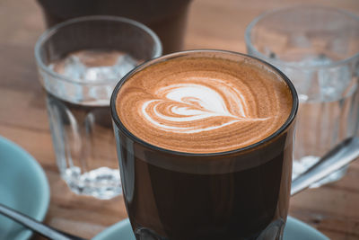 Close-up of coffee cup on table