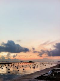 Scenic view of sea at sunset