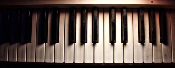 High angle view of piano keys