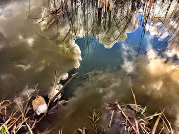 View of lake against cloudy sky