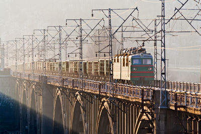 View of train on bridge