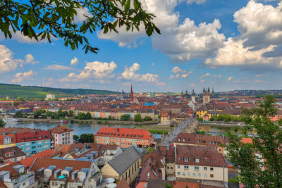 High angle view of townscape against sky