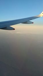 Aerial view of airplane wing