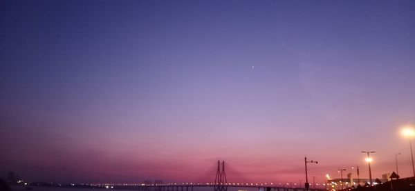 View of bridge at night