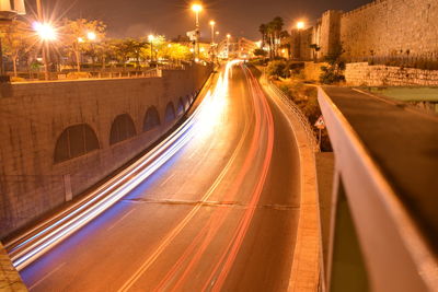 Light trails on highway at night