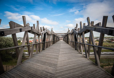 Footbridge against sky