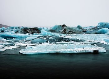 Ice floating on water