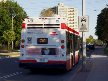 The toronto transit commission ttc bus at don mills and overlea.