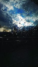 Full frame shot of raindrops on glass window