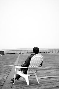 Empty bench on bench at seaside