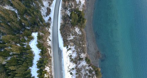 High angle view of sea shore