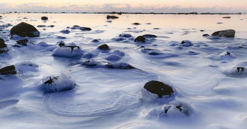 Scenic view of frozen sea during winter